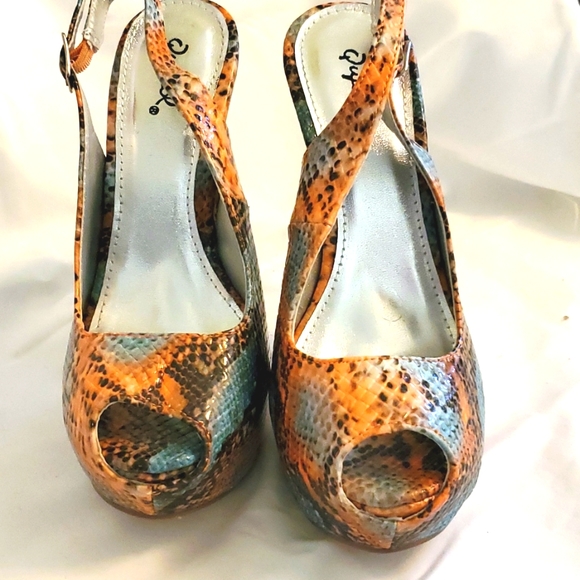 Qupid Snake Skin Print SlingBacks - Picture 6 of 6